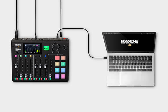 RØDECaster Pro connected to MacBook Pro via USB