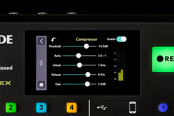 RØDECaster Pro Master Compressor menu