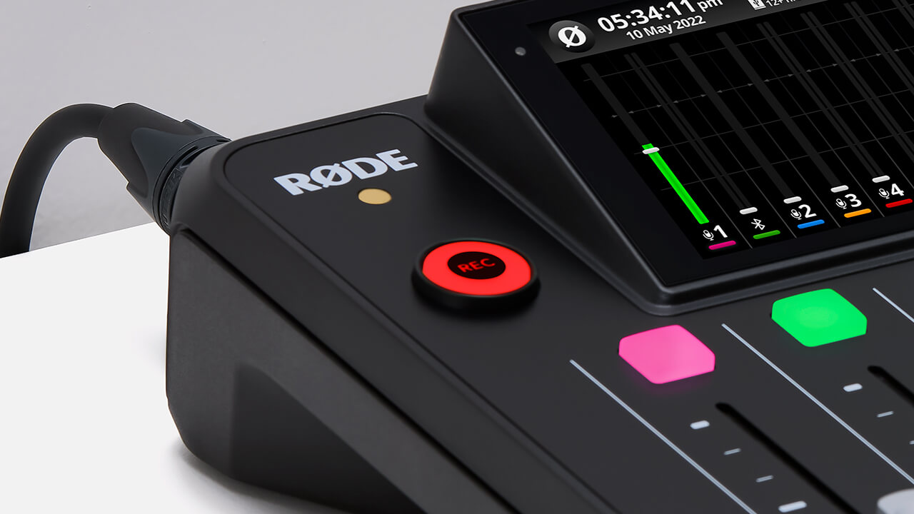 RØDECaster Pro II screen showing signal on Microphone Channel 1