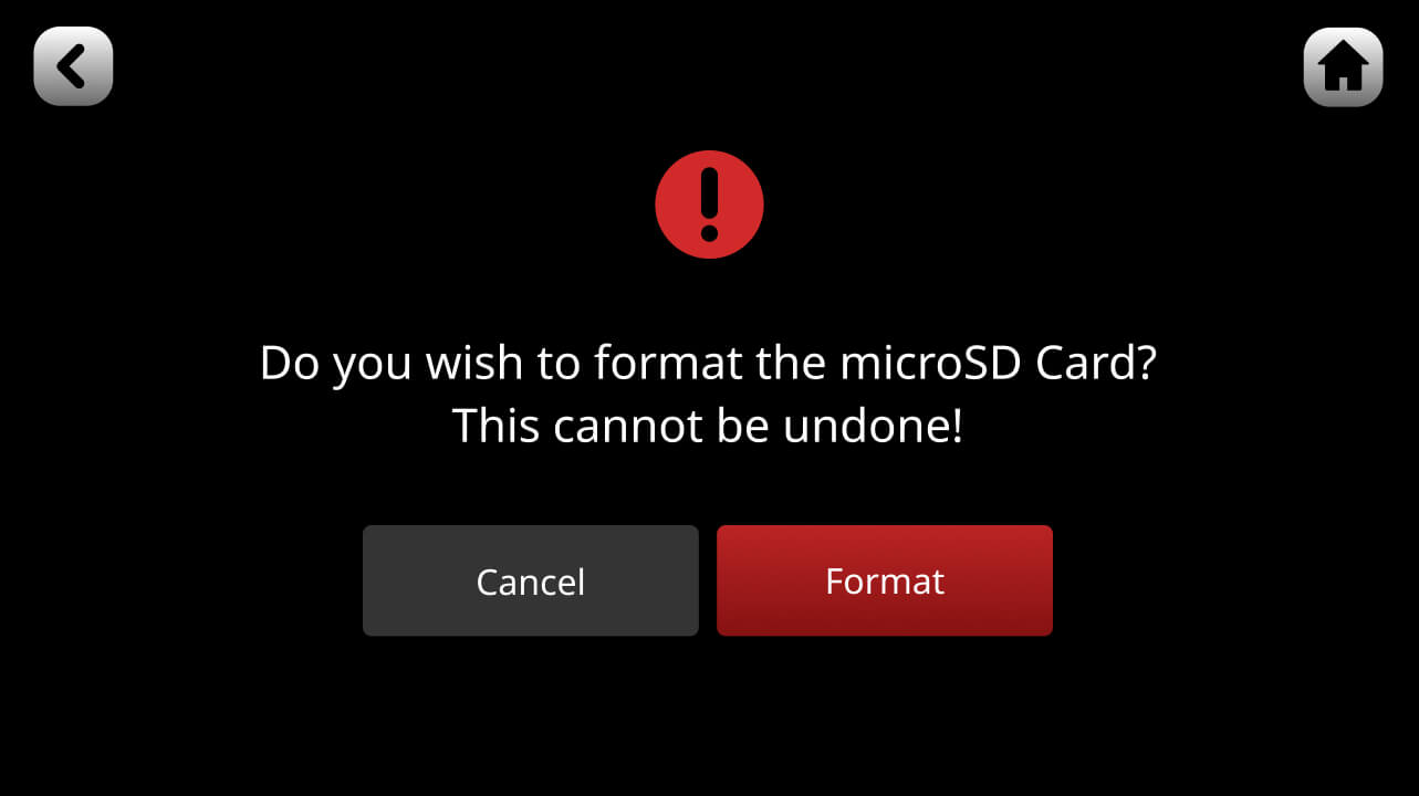 Format microSD card warning