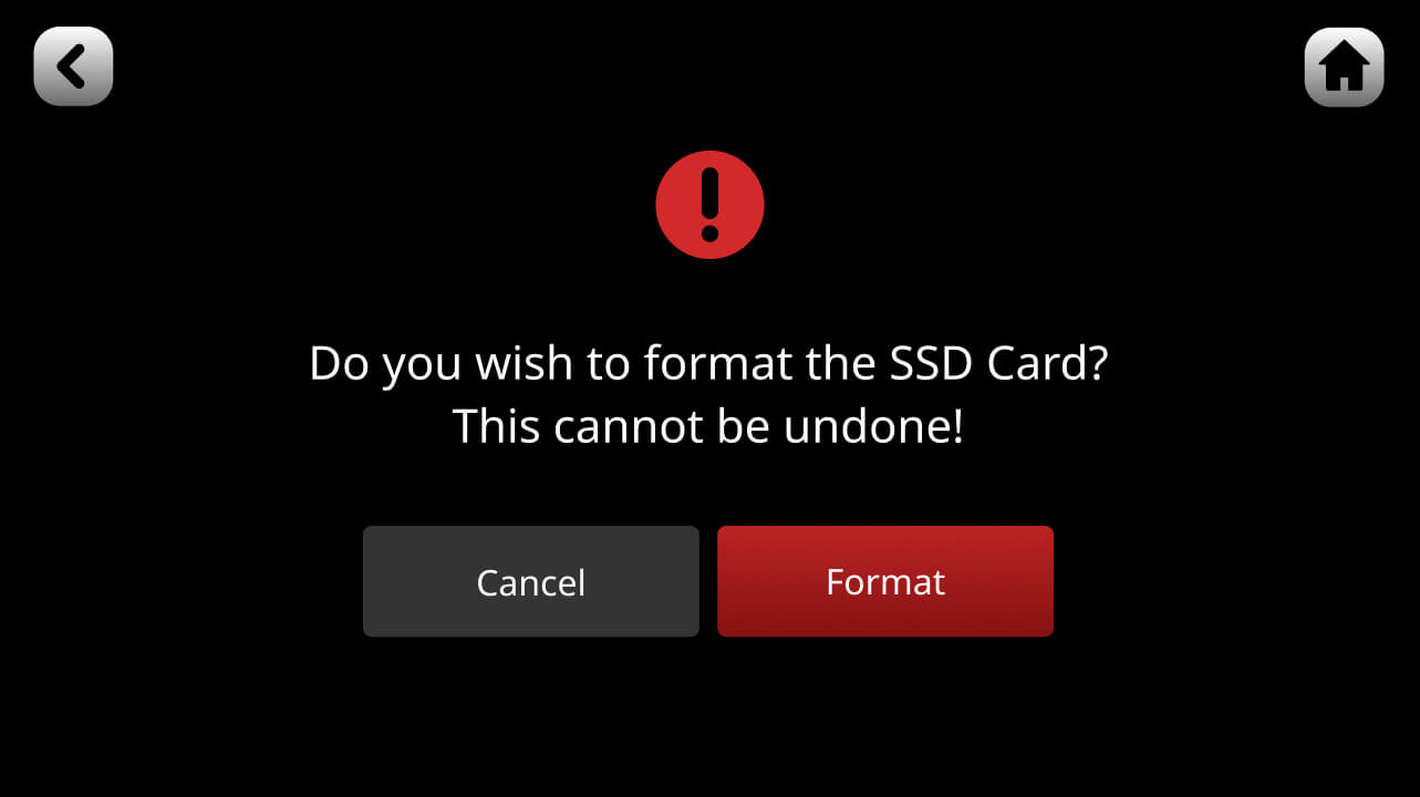 Format SSD Card warning
