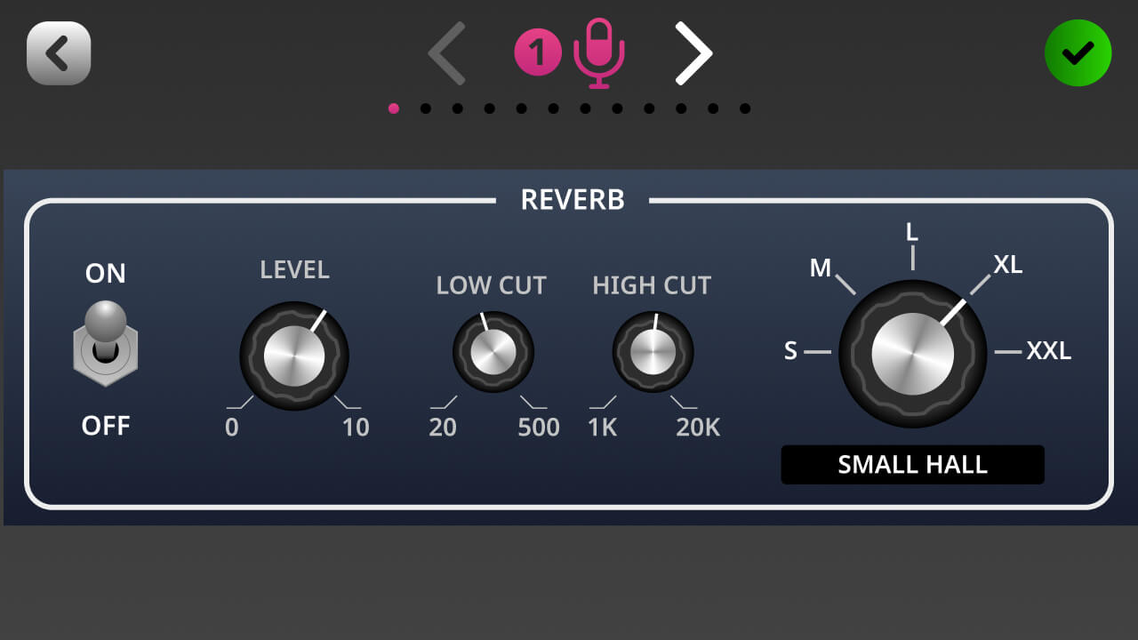 RØDECaster Pro II channel effects setup screen showing reverb settings