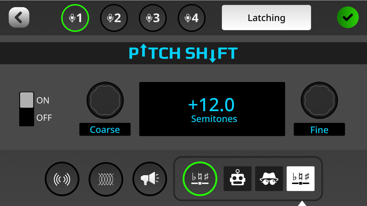 RØDECaster Pro II pitch shifter setup screen