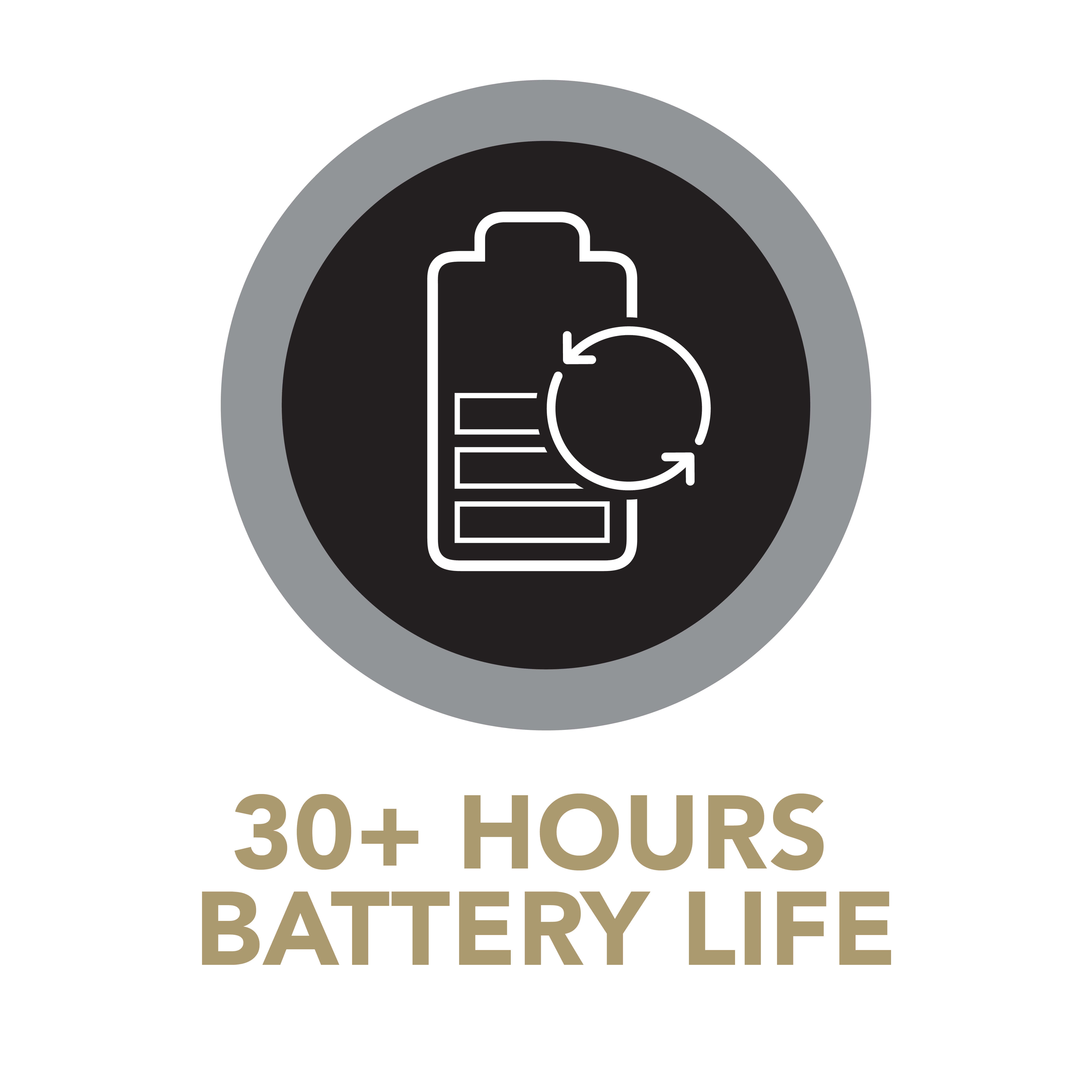 30+ Hours Battery Life icon
