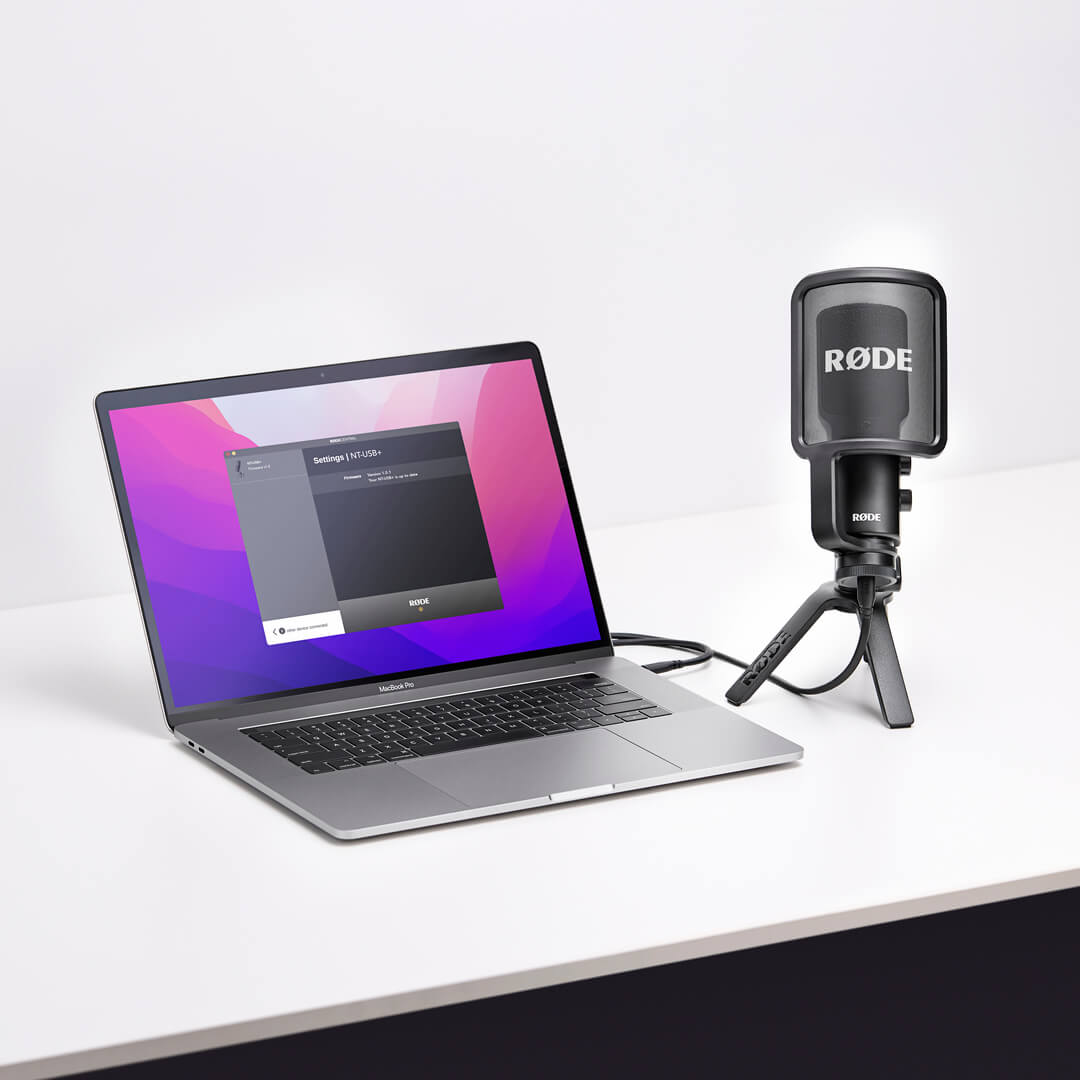 NT-USB+ connected to MacBook showing RØDE Central