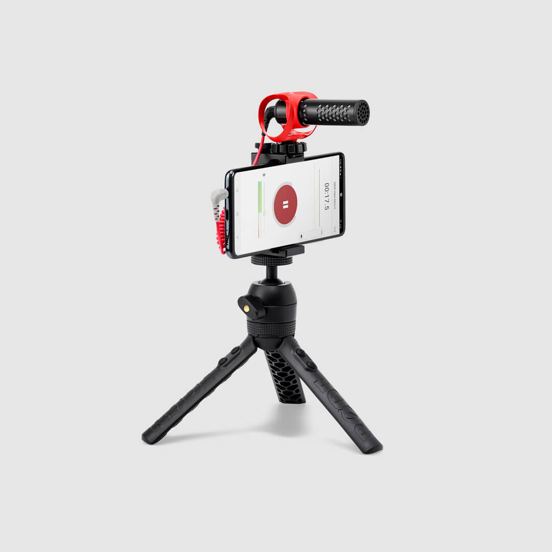 VideoMicro II connected to mobile phone showing RØDE Reporter