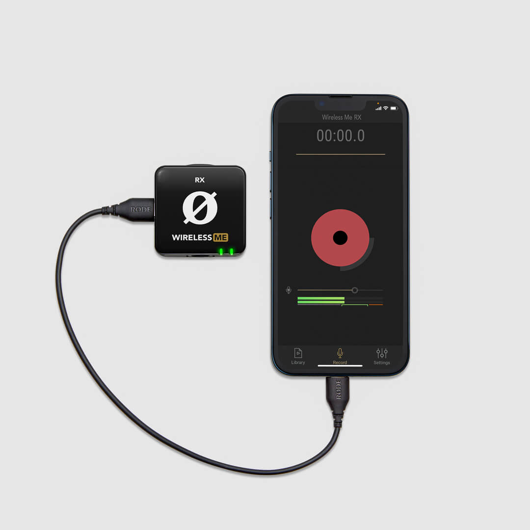 Image: Wireless GO receiver with SC15 and/or SC16 connecting to iPhone/Android phones