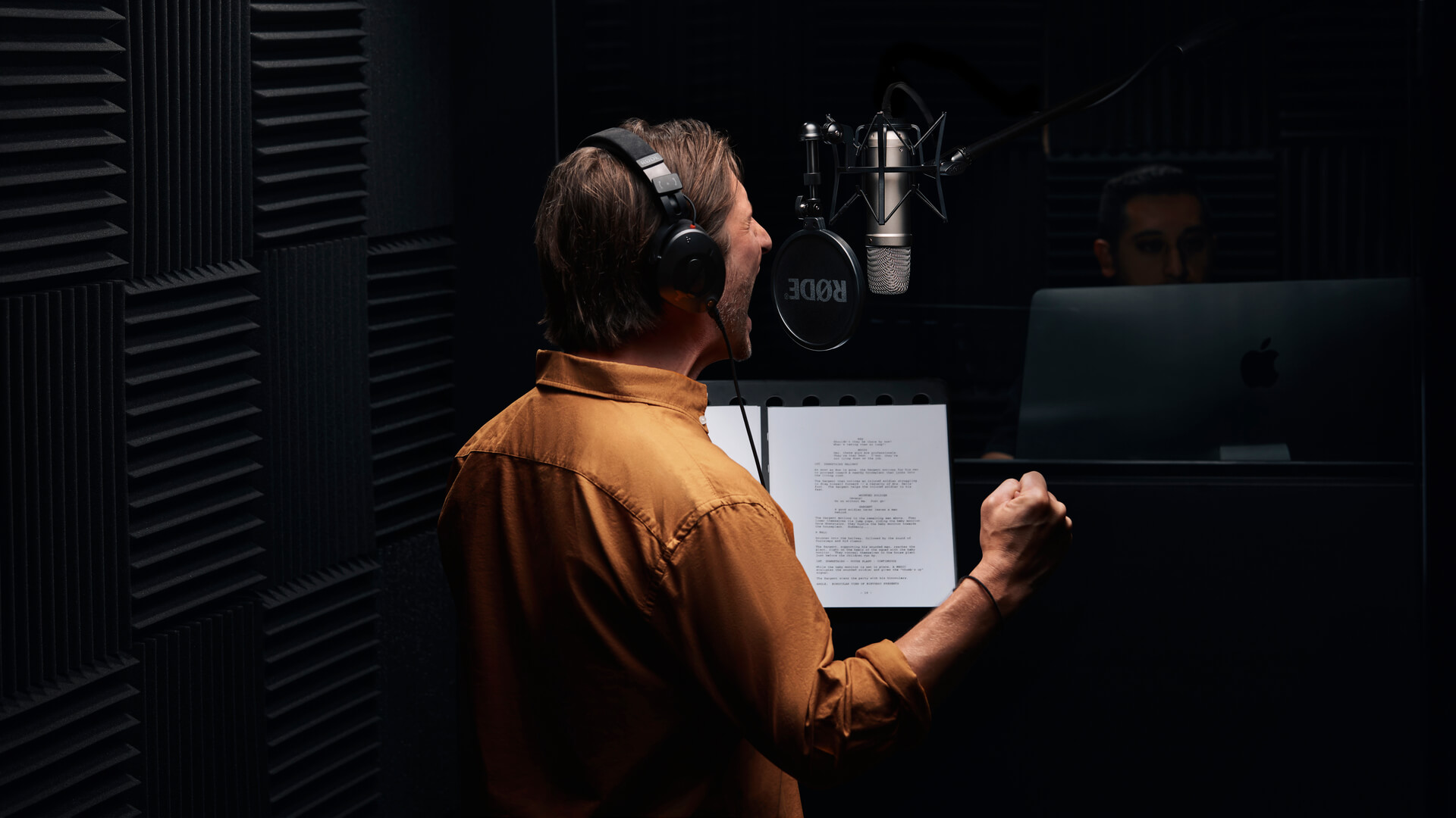 Voiceover artist recording with NT1 5th Generation