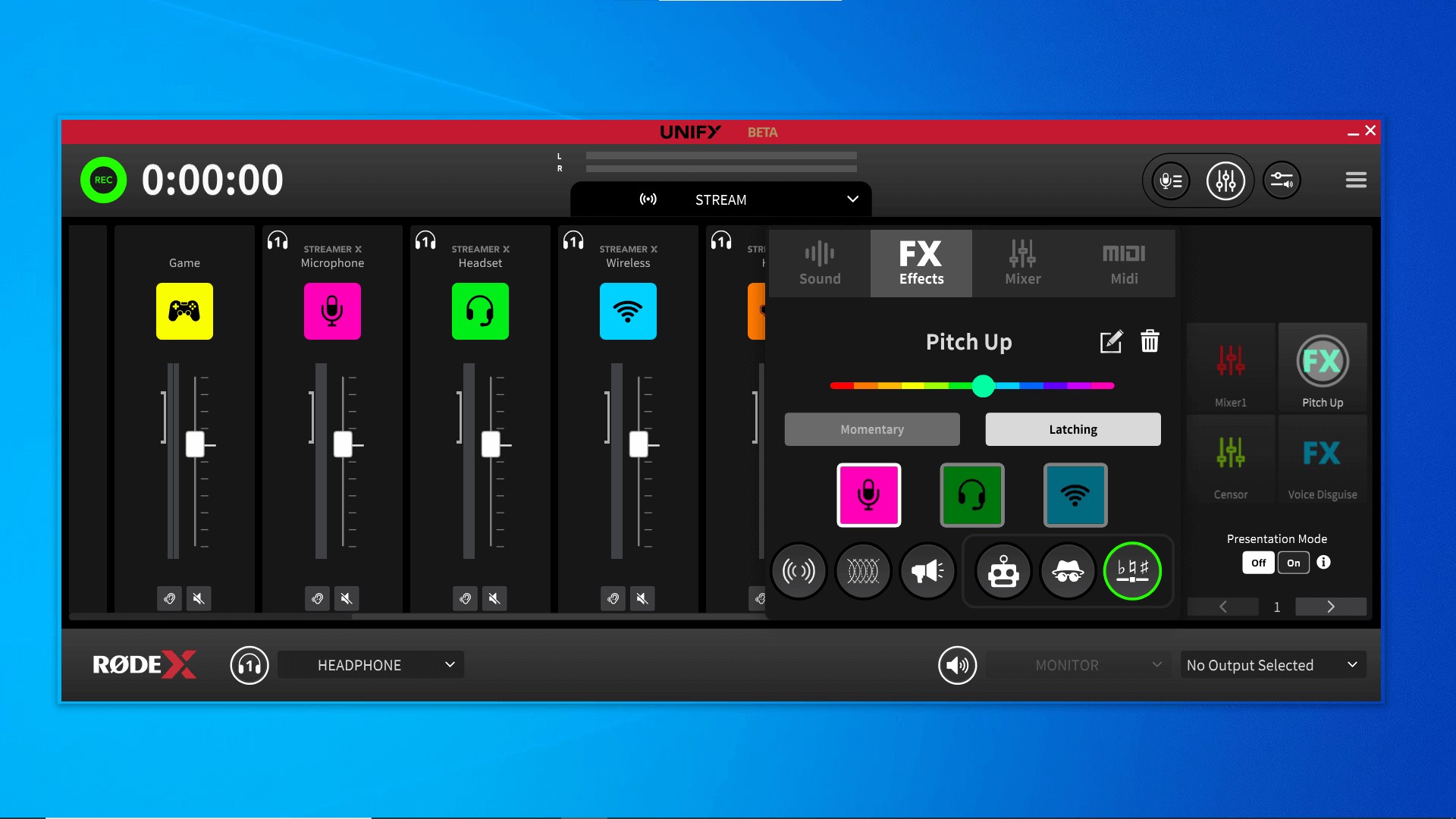 UNIFY showing Streamer X SMART Pads setting