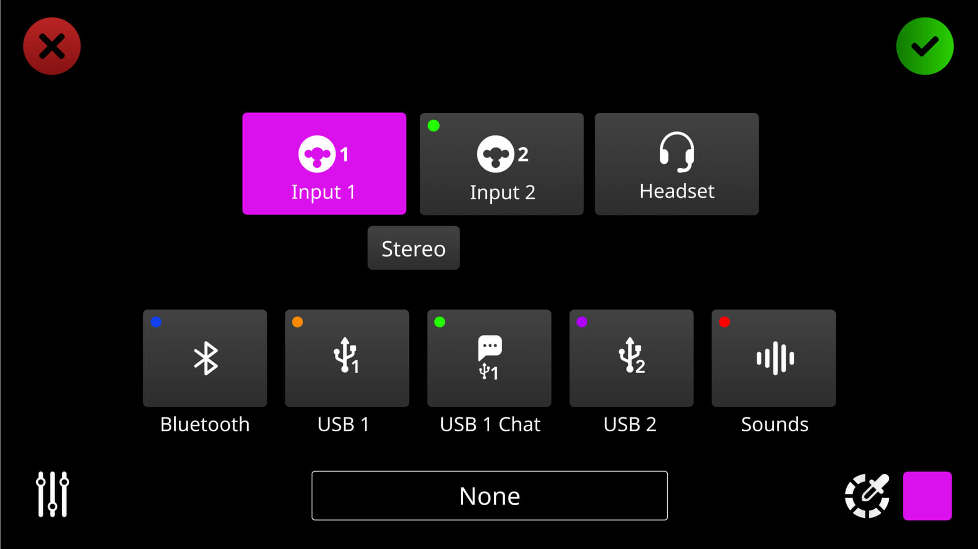 RØDECaster Duo channel setup screen