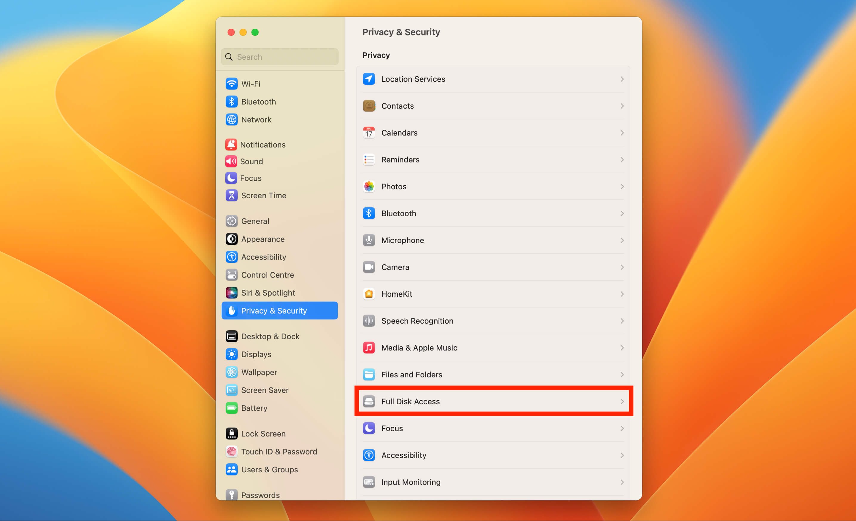 Mac Privacy & Security settings
