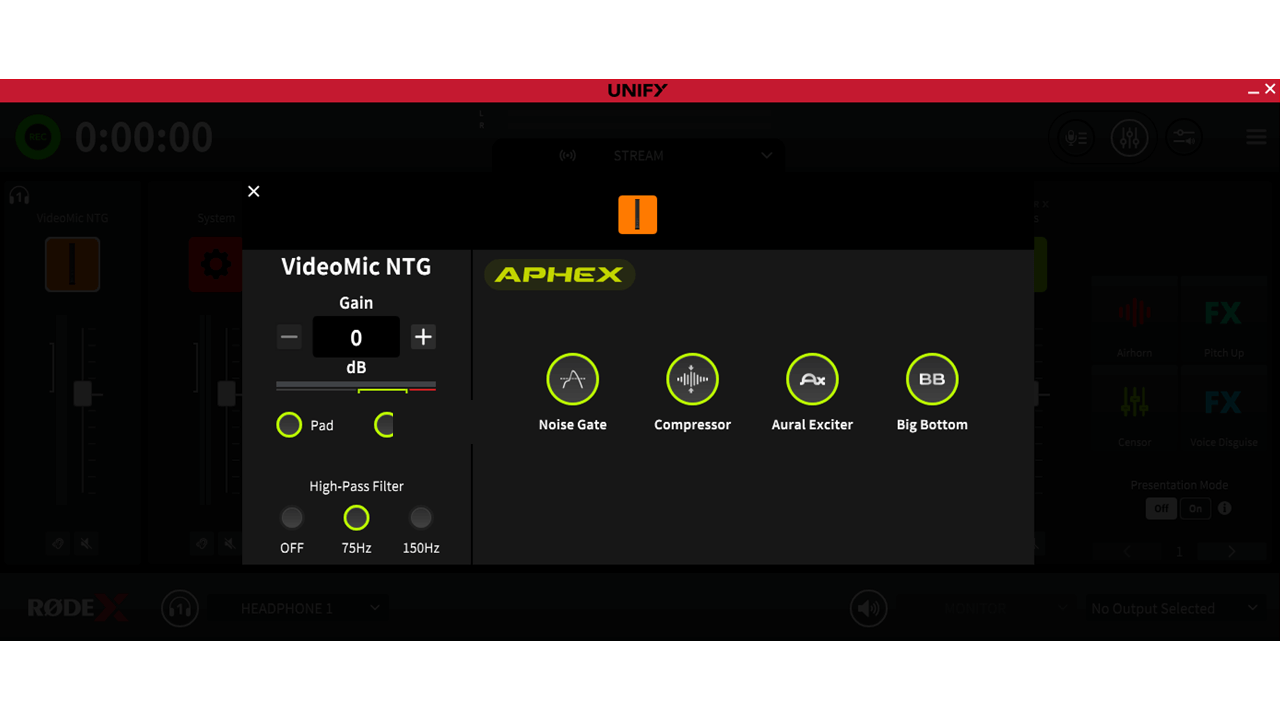 Audio processing in UNIFY for VideoMic NTG