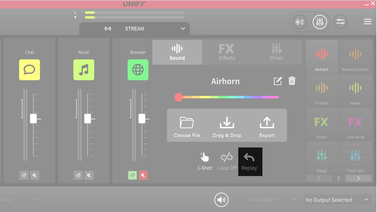 Replay mode for UNIFY sound pads