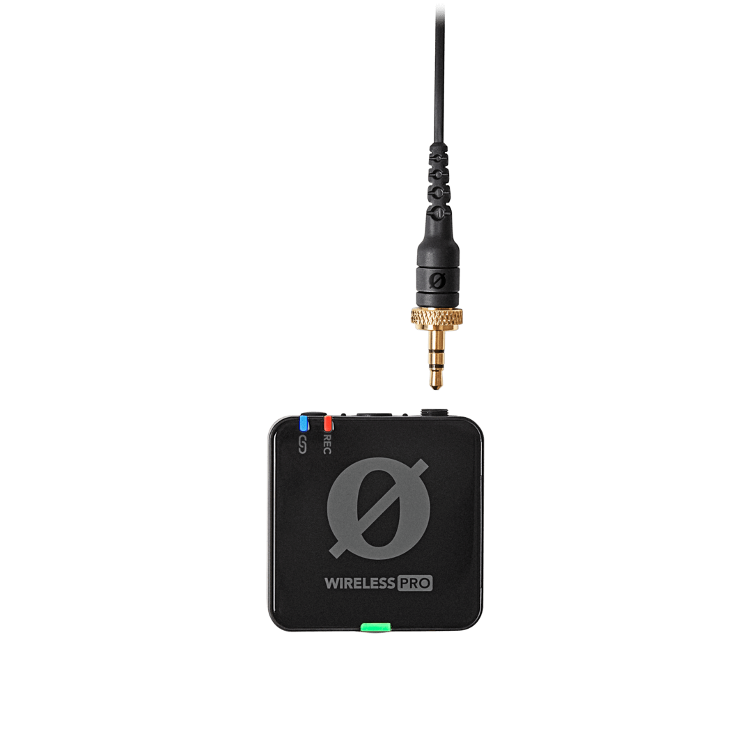 External lavalier being connected to Wireless PRO TX
