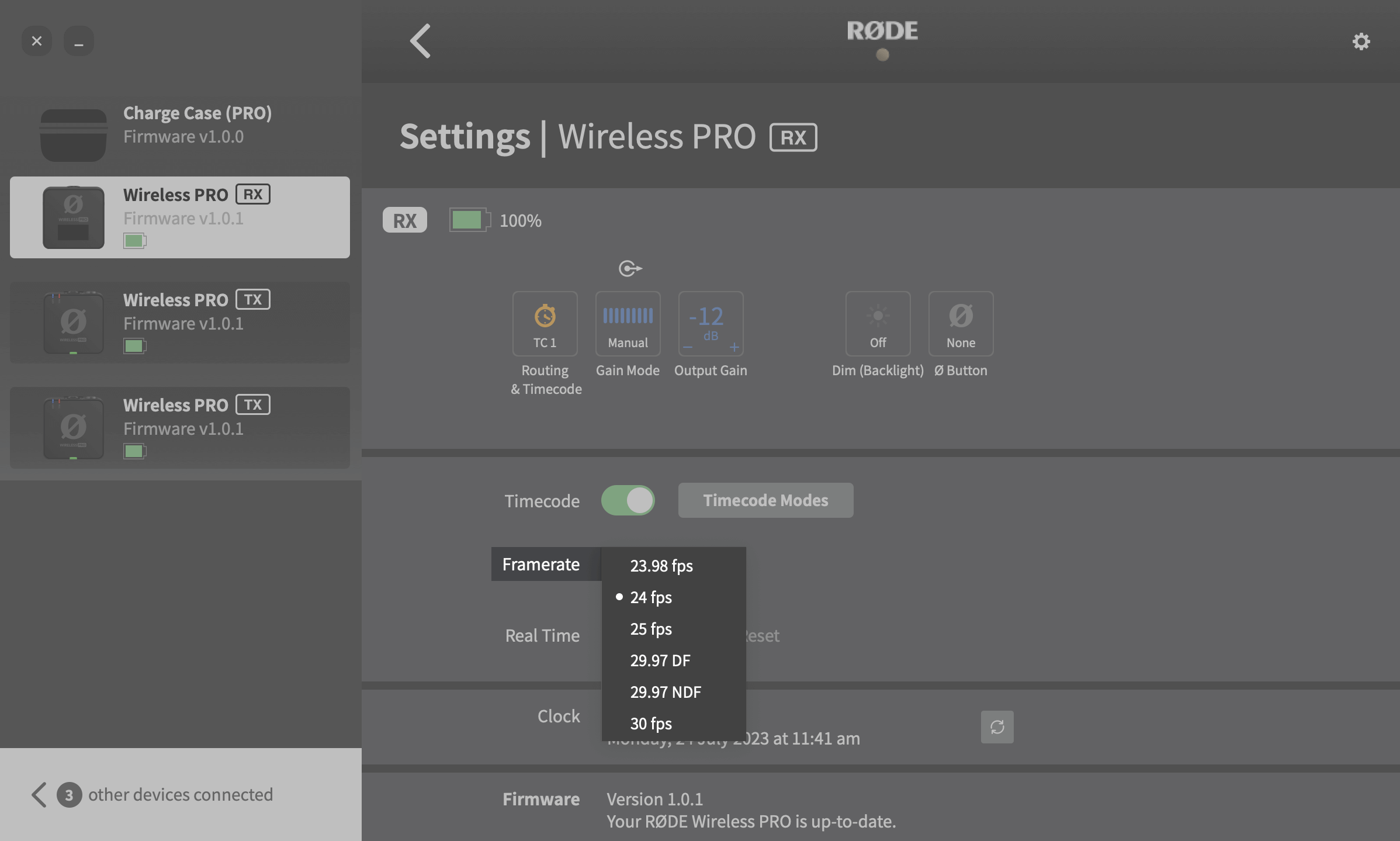 Wireless PRO framerate settings