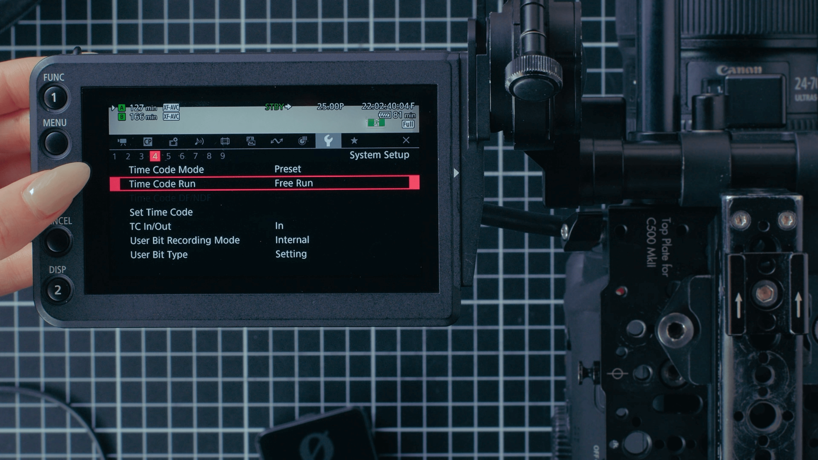 Canon C300 III - timecode menu