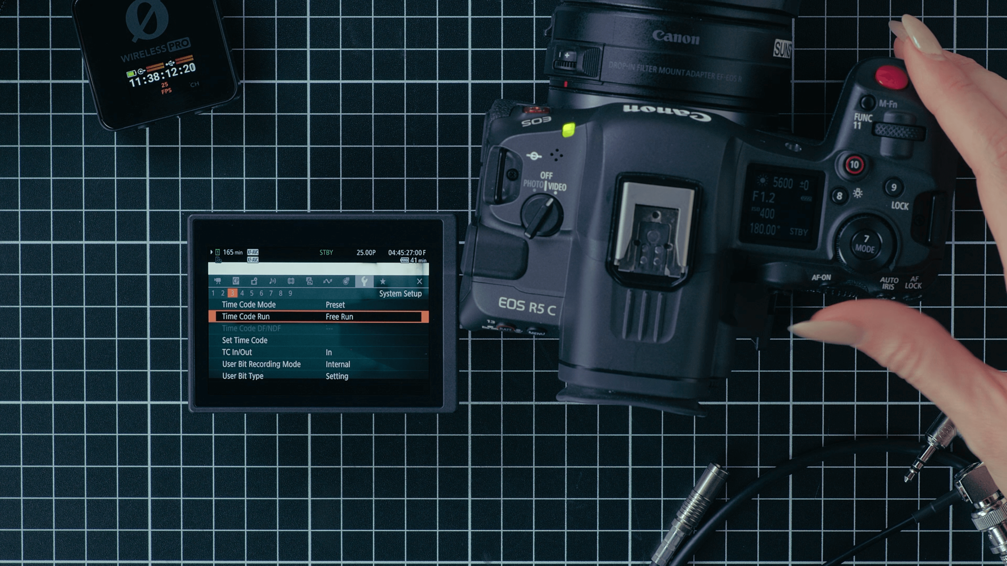 Canon R5C - timecode menu