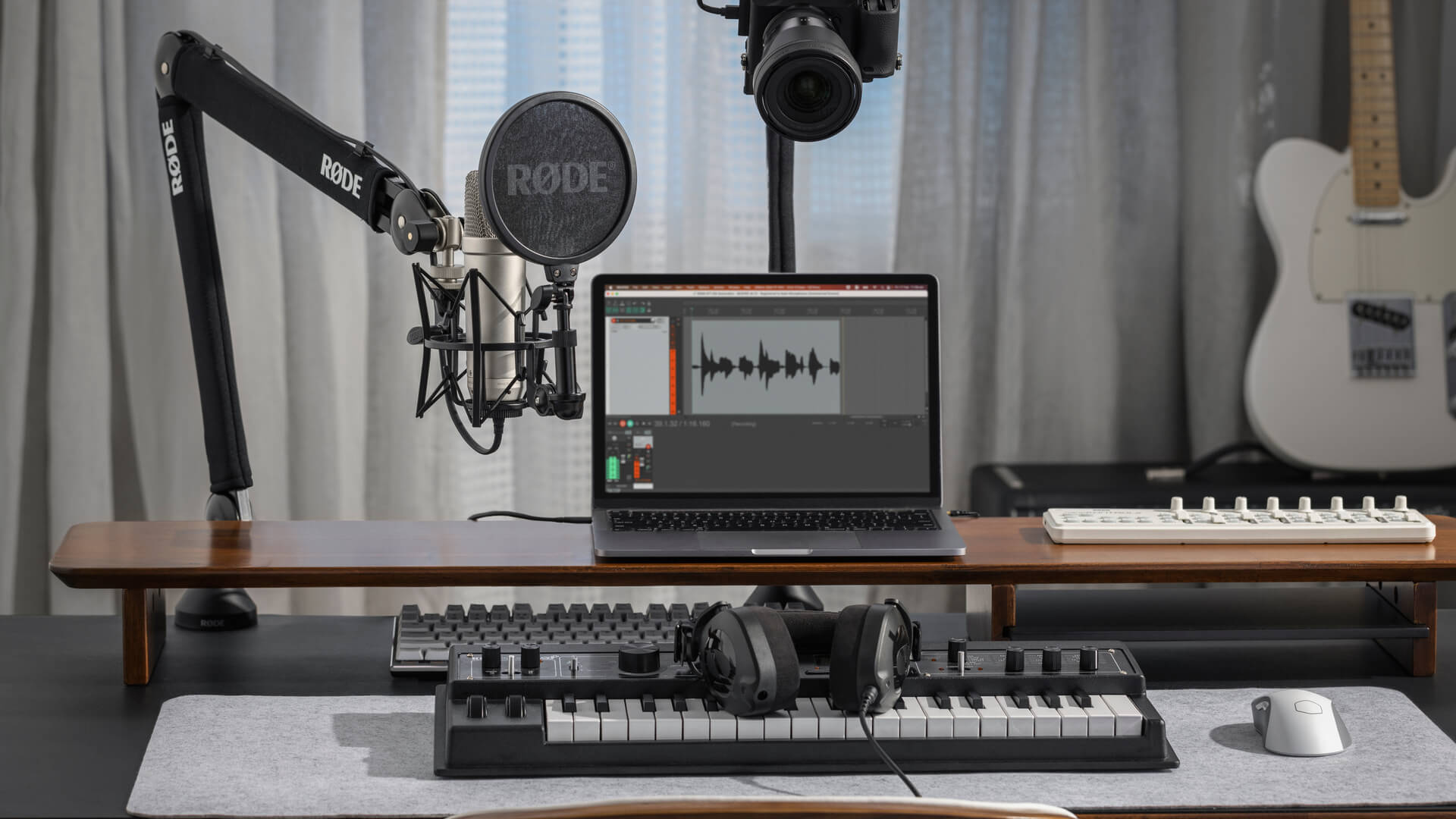 Home recording setup with silver NT1 5th Generation
