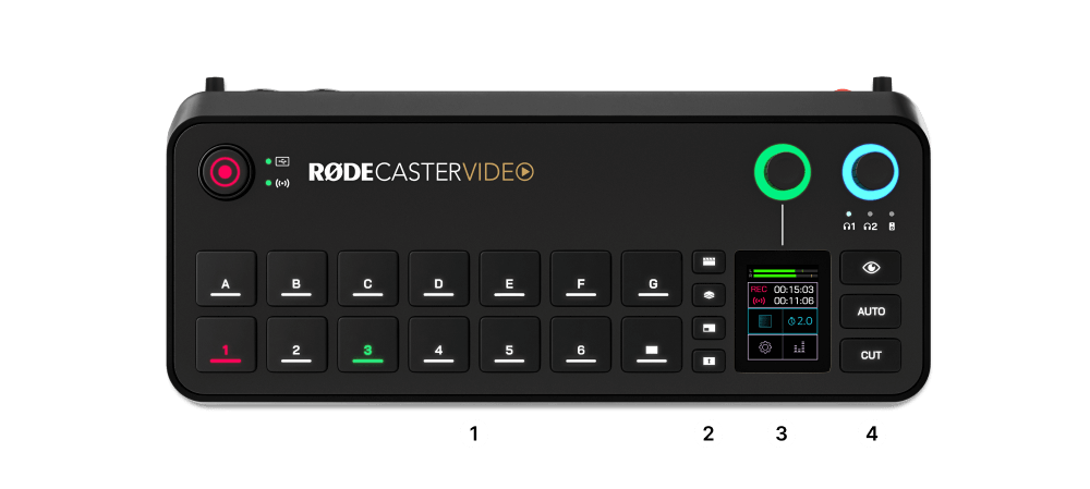 Изображение: RØDECaster Video сверху вниз