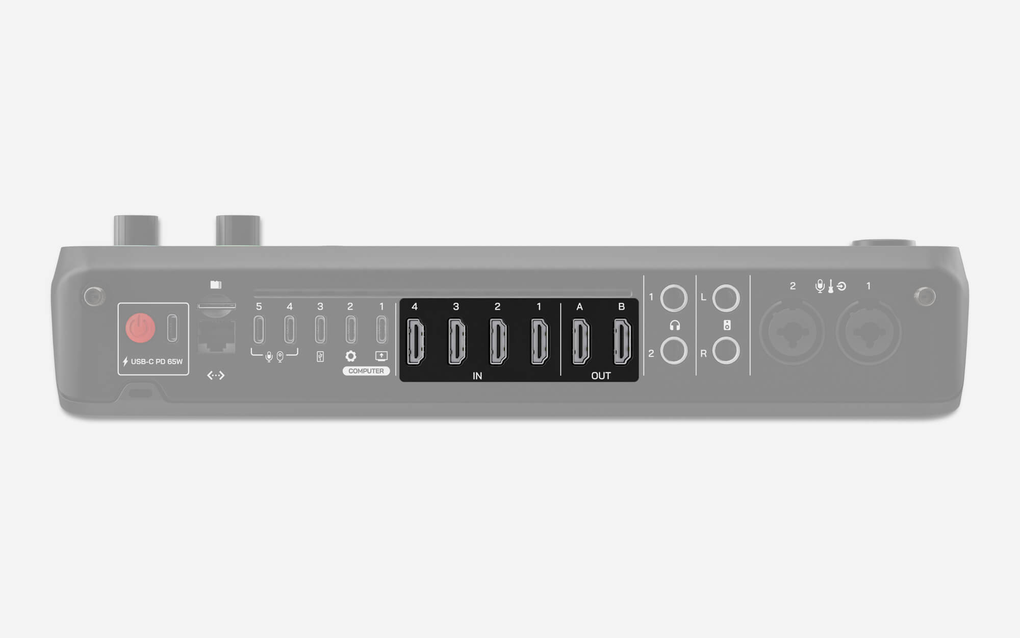 RØDECaster Video HDMI 1 to 4, A and B